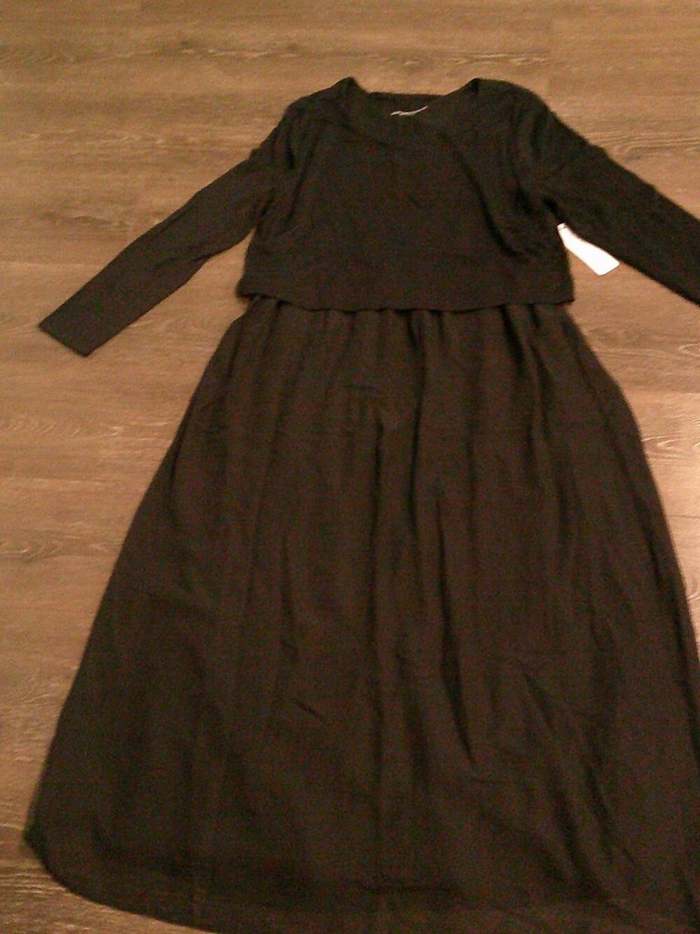 Soft Surroundings Black dress with knit sweater top and sheer lined bottom NWT L